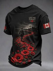 Men's Lest We Forget Canada Remembrance Day Print T-Shirt