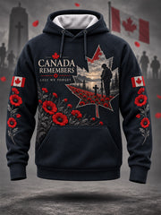 Men's Lest We Forget Canada Remembrance Day Print Hoodie