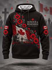 Men's Lest We Forget Canada Remembrance Day Print Hoodie