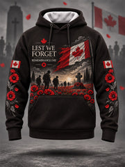 Men's Lest We Forget Canada Remembrance Day Print Hoodie