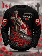 Men's Remembrance Day Lest We Forget Waffle Long Sleeve T-Shirt