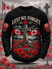Men's Remembrance Day Lest We Forget Waffle Long Sleeve T-Shirt