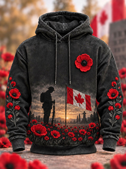 Men's Remembrance Day Lest We Forget Oversized Drop-Shoulder Hoodie