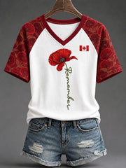 Women’s Canada Remembrance Day Print Casual T-Shirt