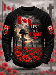 Men's Remembrance Day Lest We Forget Waffle Long Sleeve T-Shirt