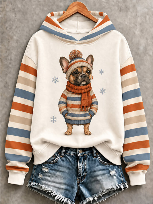 Women's Cute Winter Dog Print Casual Sweatshirt