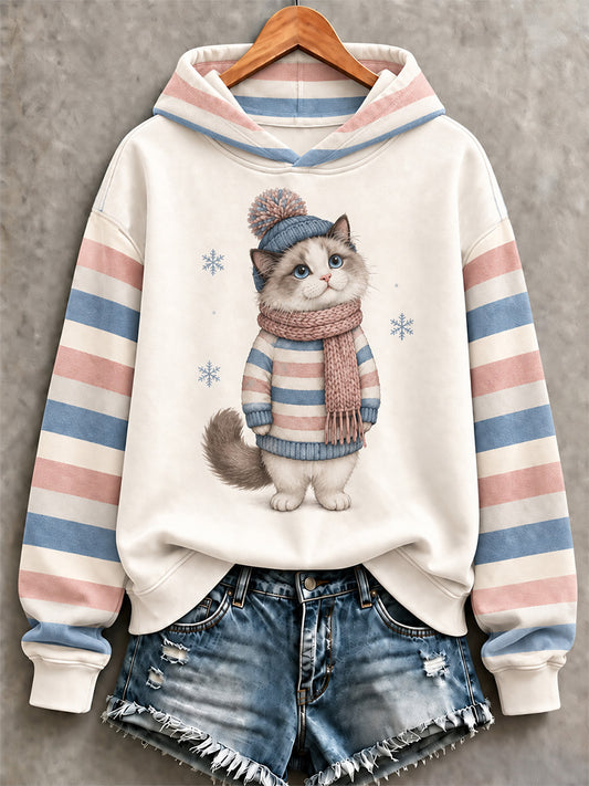 Women's Cute Winter Dog Print Casual Sweatshirt