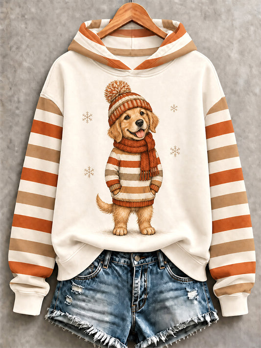 Women's Cute Winter Dog Print Casual Sweatshirt