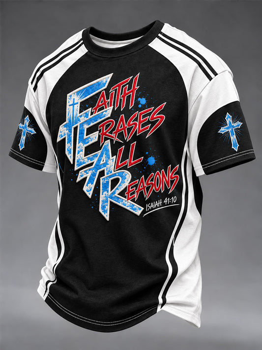 Men's "Faith Erases All Reasons" Faith Print Casual T-Shirt