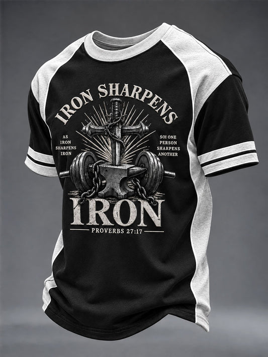 Men's "Iron Sharpens" Faith Print Casual T-Shirt