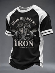 Men's "Iron Sharpens" Faith Print Casual T-Shirt