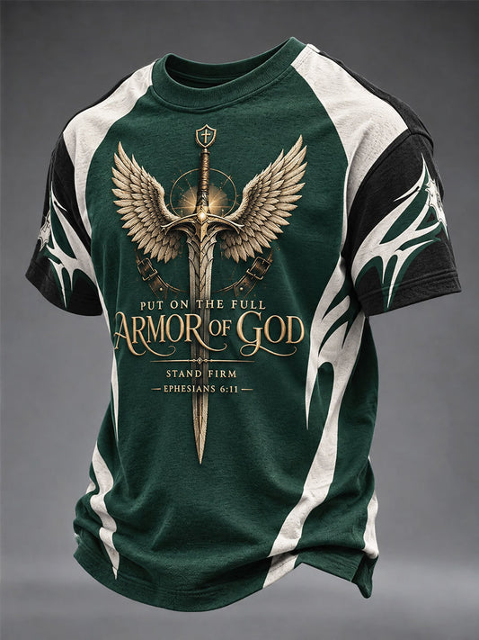 Men's "Put On The Full Armor Of God" Faith Print Casual T-Shirt