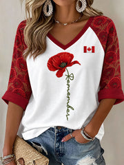 Women's Canada Remembrance Day Stamp Casual T-Shirt
