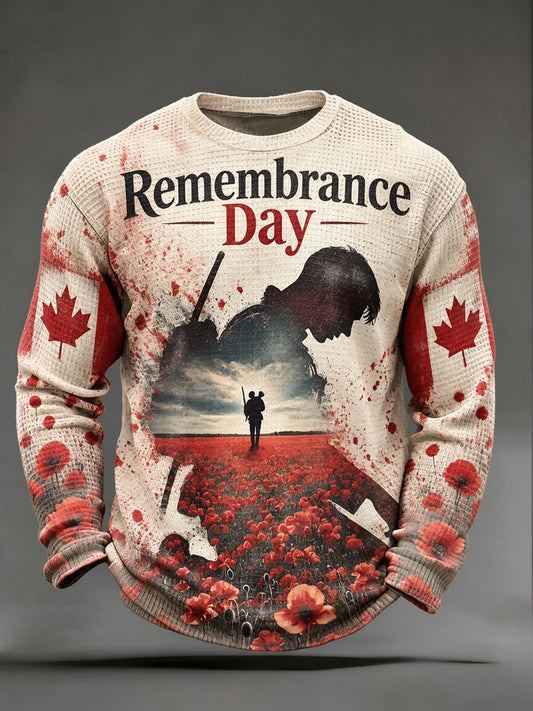 Men's Canada Remembrance Day Waffle-Knit Long-Sleeve T-Shirts