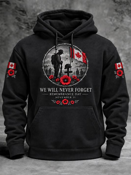 Men's Lest We Forget Canada Remembrance Day Hoodie