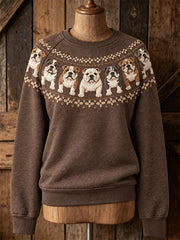 Women's Vintage Bulldogs Yoke Isle Print raglan sleeve sweatshirt