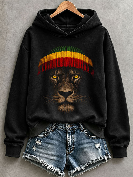 Women's Reggae Lion Print Hoodie