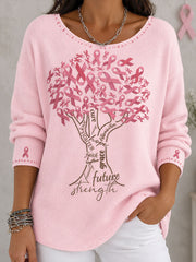 Women's Breast Cancer Awareness Pink Floral Art Printed Tops