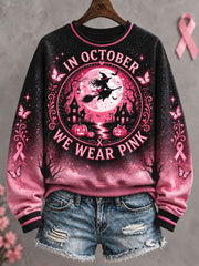 Women's Breast Cancer Awareness Pink Floral Art Printed Sweatshirt