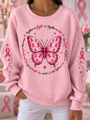 Women's Breast Cancer Pink Print Casual Sweatshirt