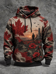 Men's Canada Remembrance Day Printed Casual Hoodie