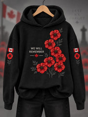 Women's Lest We Forget Canada Remembrance Day Print Hoodie