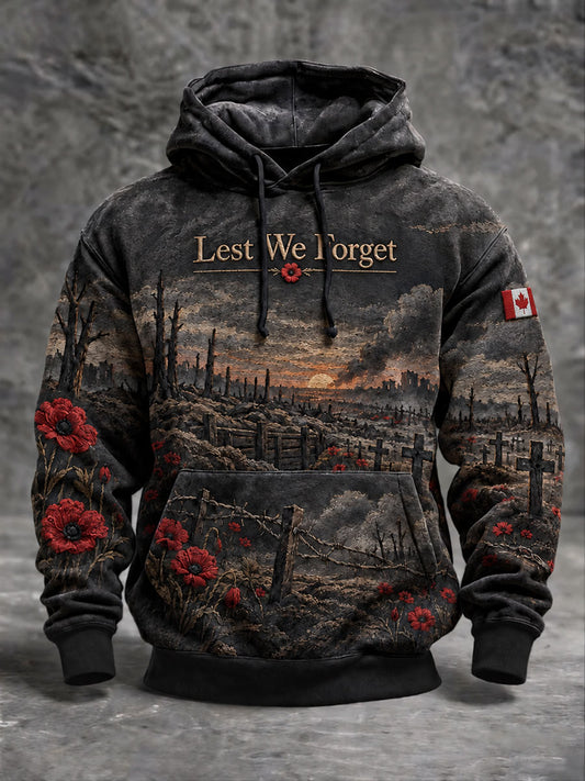 Men's Canada Remembrance Day Printed Casual Hoodie