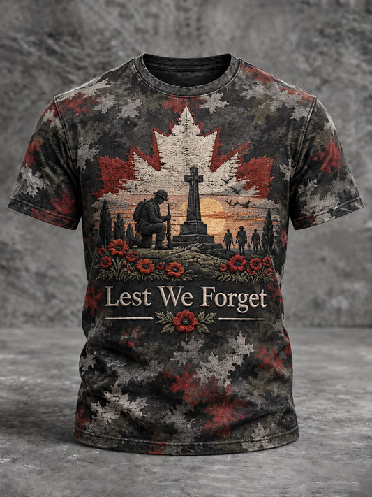 Men's Canada Remembrance Day Printed Casual T-Shirt