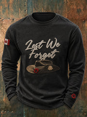Men's Last We Forget Slogan Papaver Rhoeas Pattern Printed Long Sleeve Round Neck T-shirt