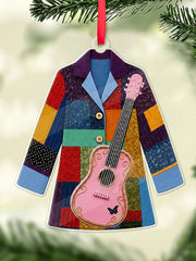 Colorful jacket and pink guitar country music hanging ornament