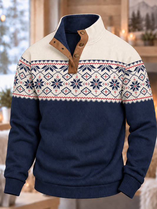 Men's Nordic Norway Art Printed Four-button Hoodie