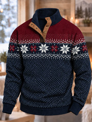 Men's Nordic Norway Art Printed Four-button Hoodie