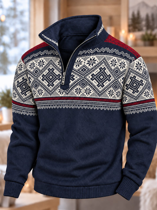 Men's Nordic Norway Art Printed Zip-Up Hoodie
