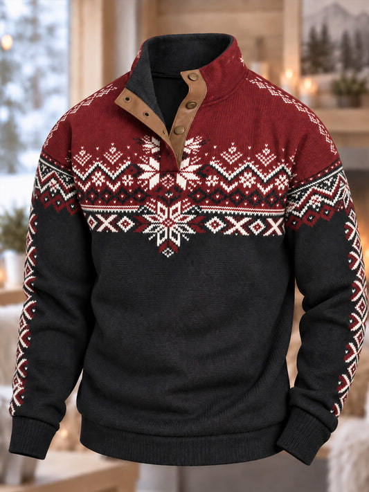 Men's Nordic Norway Art Printed Four-button Hoodie