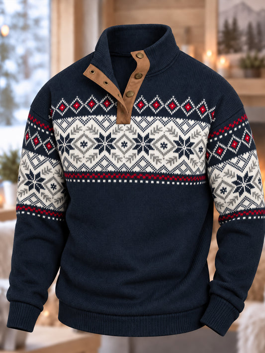 Men's Nordic Norway Art Printed Four-button Hoodie