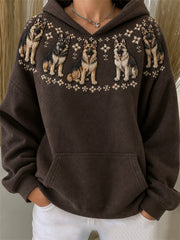 Women's Vintage German Shepherd Dogs Yoke Isle Print Hoodie