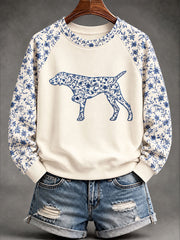 Women's German Shorthaired Pointer Chinese-style floral print sweatshirt