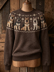 Women's Vintage German Shepherd Dogs Yoke Isle Print raglan sleeve sweatshirt