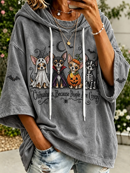 Women’s Halloween Costume Dog Pattern Design Casual Hoodie