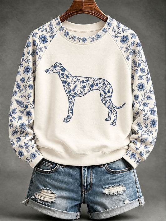 Women's Greyhound Chinese-style floral print sweatshirt