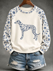 Women's Greyhound Chinese-style floral print sweatshirt