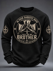Men's Call On Me Brother Knights Of Faith Graphic Casual Waffle Long Sleeve T-Shirt
