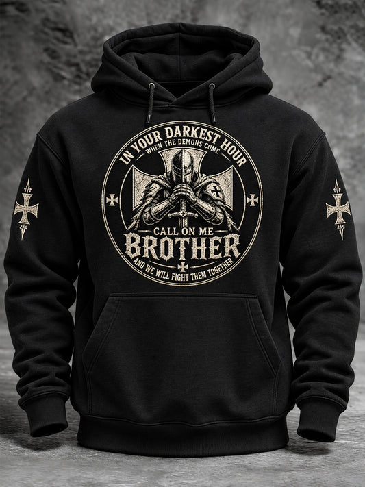 Men's Call On Me Brother Knights Of Faith Graphic Casual Hoodie
