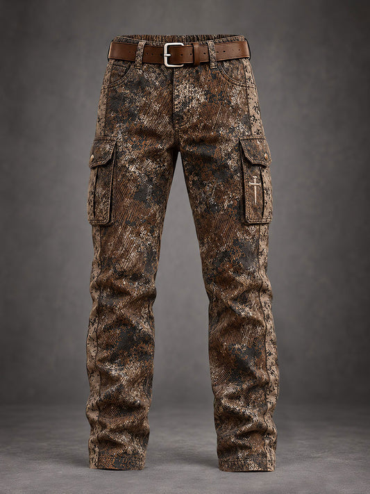 Men's Christian Cross Pattern Camouflage Pants