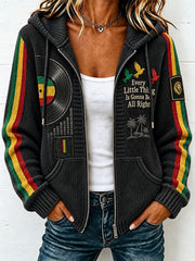 Women's Every Little Thing Is Gonna Be All Right Knit Hoodie Cardigan