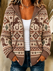 Women's Western Horse Knitted Coat