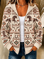 Women's Western Horse Knitted Coat