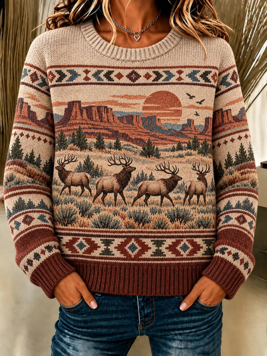 Women's Cozy Knit Western Sweater