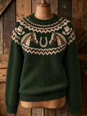 Women's Western Horse Long-sleeved Sweater