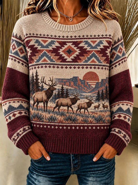 Women's Cozy Knit Western Sweater